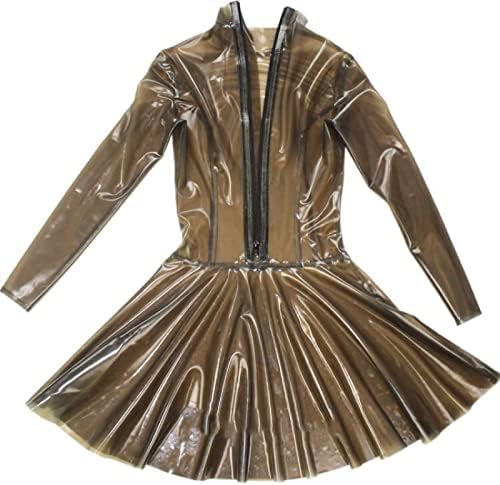 Transparent Latex Dress Sexy Latex Dress Back Zip,Transparent Black,Large