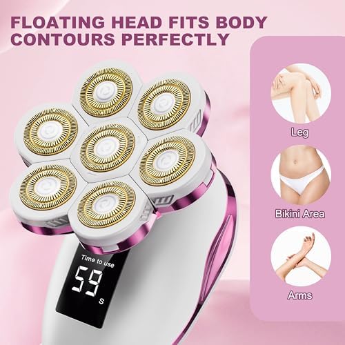Electric Razors for Women Legs: 120 Minutes Long Time Use Rechargeable Electric Shaver for Women - IPX7 Waterproof Wet Dry Dual Purpose Hair Remover - Trimmer for Lady Face Public