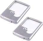 KOMBIUDA 2pcs Portable LED Magnifying Glass with Acrylic Lens Handheld Reading Magnifier for Seniors and Eye Aging Powerful Lighted Loupe for Night Reading and Close Work