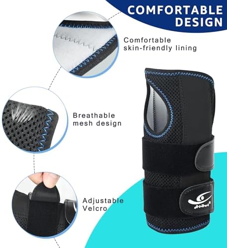 HiRui Wrist Brace for Carpal Tunnel Arthritis, Wrist Support with Splints Compression Hand Support for Tendonitis Sprain, Fits Day&Night Sleep Support, Adjustable (Medium, Right Hand (Pack of 1))