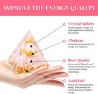 Orgone Pyramid Healing Crystal Meditation Positive Energy Generator Rose Quartz, Promote Wealth and Prosperity