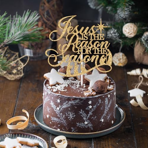 Jesus is the Reason for the Season Cake Topper, Merry Christmas, Happy Birthday Jesus, Christmas Holiday Party Decorations