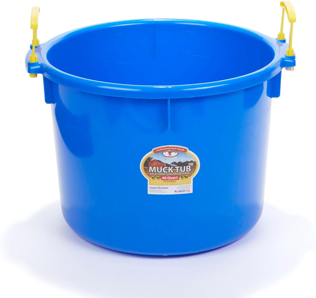 Little Giant® Plastic Muck Tub | Durable & Versatile Utility Bucket with Handles | Muck Bucket | Durable Handles | 40 Quart | Blue