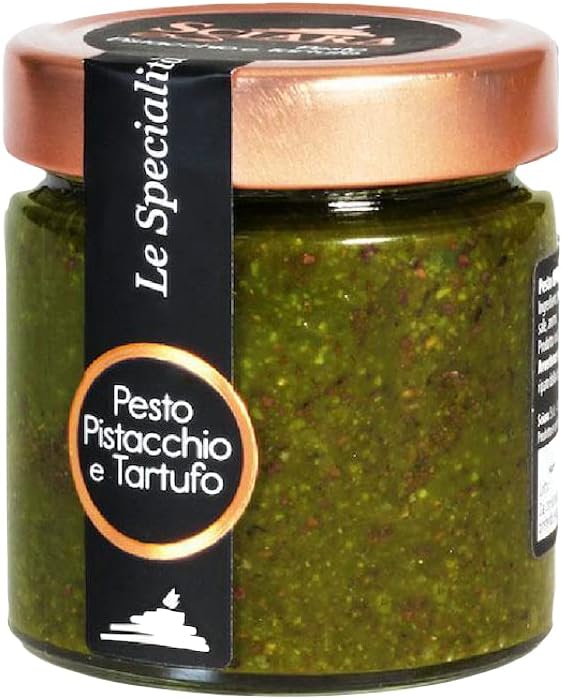 Sciara | Sicilian Pistachio and Truffle Pesto | Premium Quality Pesto from Bronte, Sicily | Glass Jar 190g (Pack of 1)