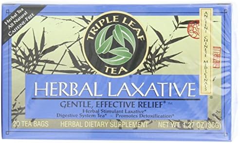 Triple Leaf Tea, Herbal Laxative, 20 Tea Bags (Pack of 6)