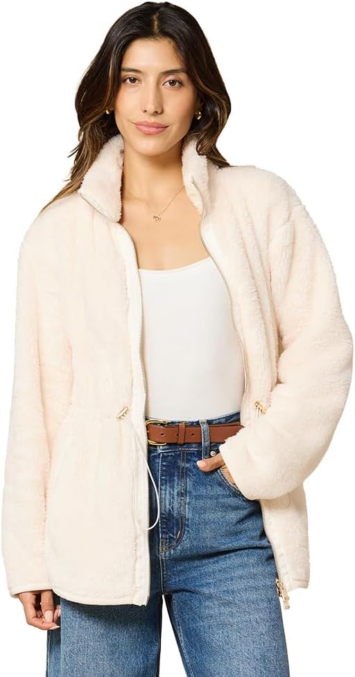 Softies DreamPlush Double Zip Jacket for Women – Ultra Soft Cozy Lightweight Full-Zip Tunic - Adjustable Waist - Pockets