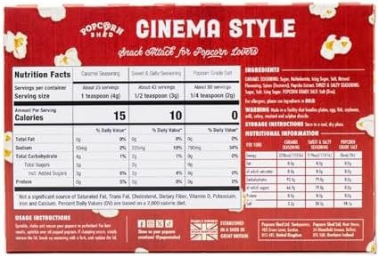 Cinema Style Popcorn Seasoning Kit, DIY Popcorn, Popcorn Seasoning Shakers, 3 Flavors: Caramel, Sea Salt and Sweet & Salty, 11.5oz, Imported from UK