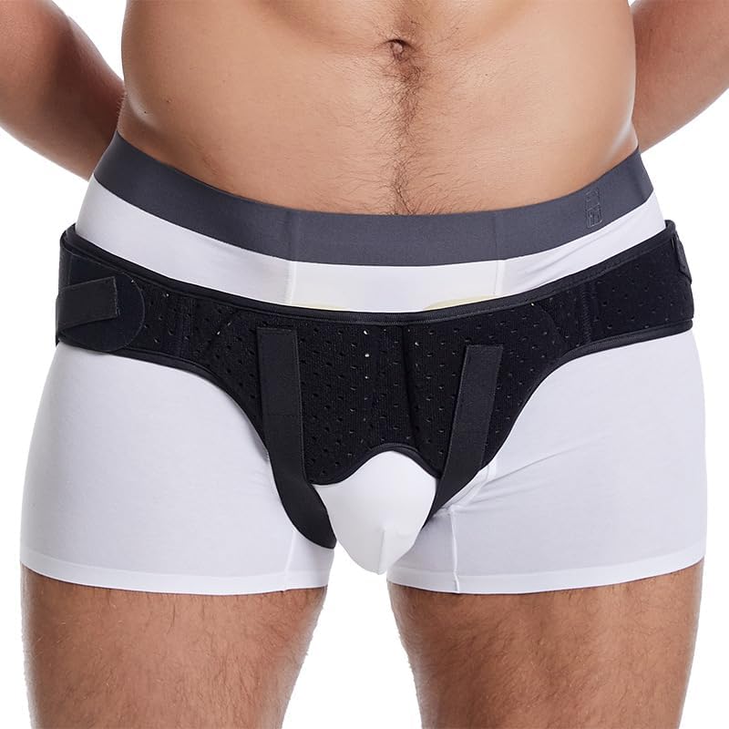 PENINSULA LOVE Hernia Belt for Men Double Inguinal Truss Hernia Support Brace with 2 Removable Compression Pads Adjustable Groin Pain Relief Waist Strap