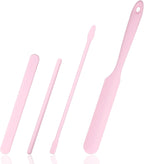 4 PCS Non-Stick Wax Spatulas Set, Silicone Wax Applicator Different Sizes Scrapers Reusable Silicone Stirring Stick For Home Salon Body Use (Pink)