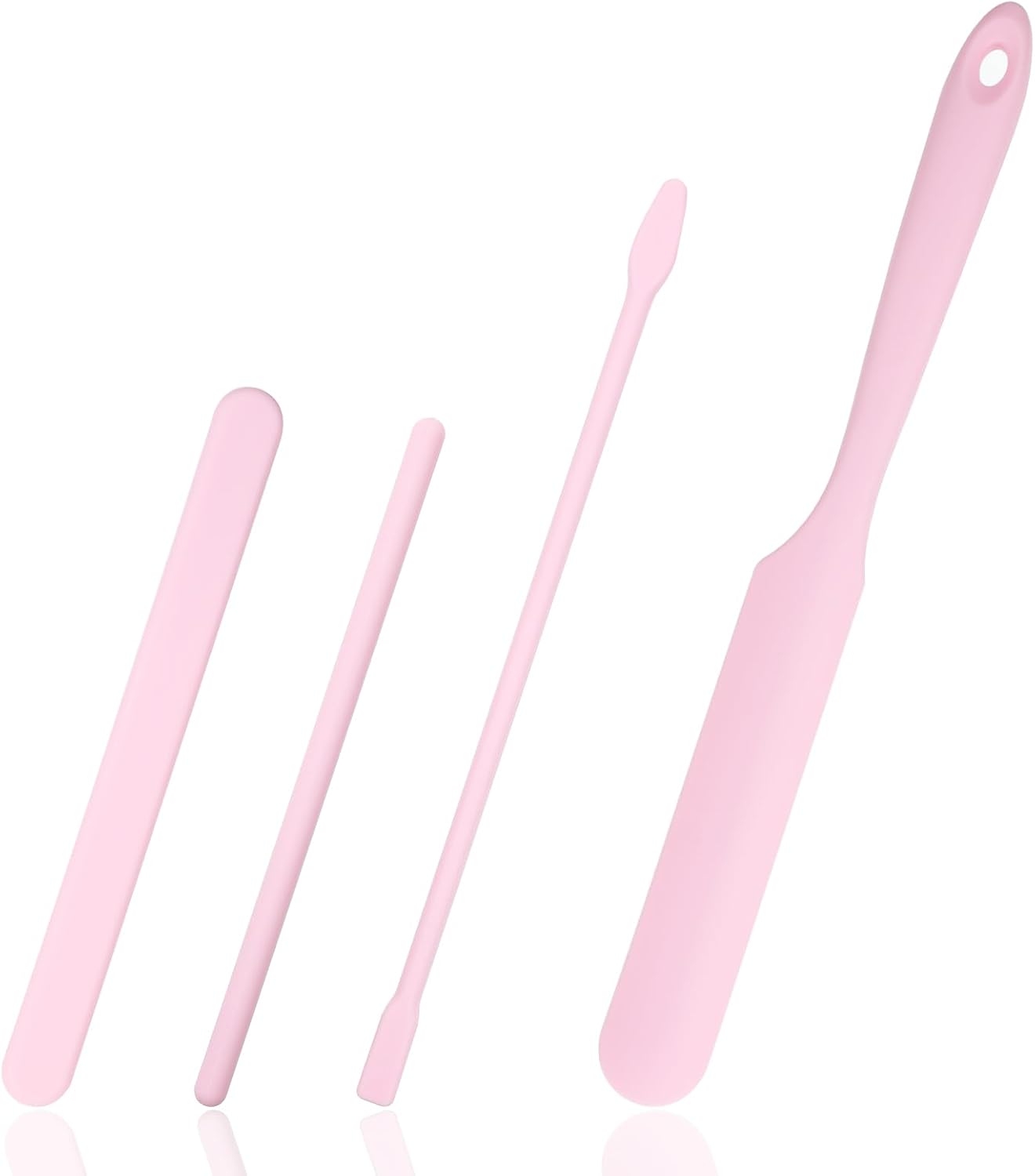 4 PCS Non-Stick Wax Spatulas Set, Silicone Wax Applicator Different Sizes Scrapers Reusable Silicone Stirring Stick For Home Salon Body Use (Pink)
