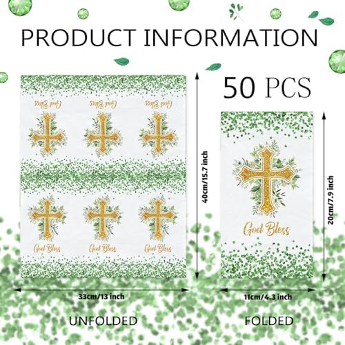 50 PCS God Bless Napkins Baptism Napkins 2 Ply Disposable Paper Hand Towels for Bathroom Religious Decorative Dinner Napkin for First Communion, Christening, Religious Party Decorations