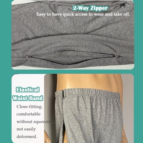 Two-Way Side Zipper Bedridden Patient Clothing,Patient Pants,Tear Away Pants,Soft Cotton Material,Hospital for Home Care/Post Surgery/Dialysis/Elderly/Fracture/Disability/Rehab Black