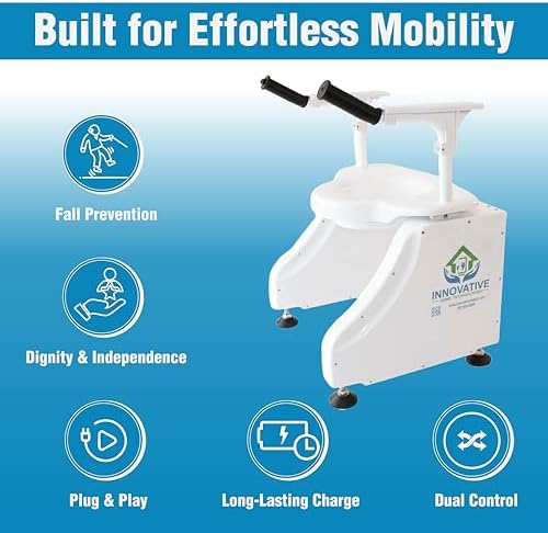 EaseLift Powered Toilet Lift Bedside Commode Kit Incl Electric Height Adjustable Elevated Seat Riser 440lbs Capacity Rechargeable Battery Incl