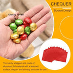 uxcell 100pcs Foil Candy Wrappers, 8 x 8 Inch Chocolate Bar Wrappers, Aluminum Foil Paper for Caramel Candy Packaging Decoration (Red, Glossy Finish)