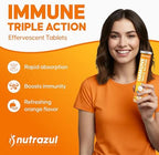 nutrazul Immune Triple Action Effervescent Tablets with Vitamin C 1000mg, Vitamin D, Zinc, Support Daily Routine, Gluten-Free, Sugar-Free, Lactose-Free, Orange Flavor, 20 Tablets (Pack of 5x20)
