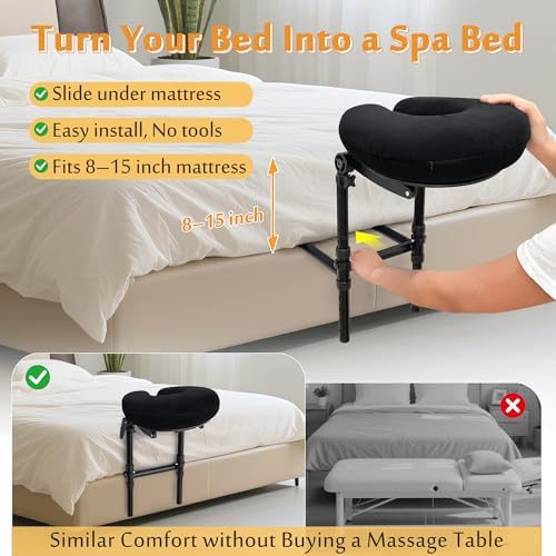AOSSA Massage Headrest for Bed Face Cradle Pillow – Adjustable Mattress Top Massage Kit with Face Down Cushion, Home Spa and Salon Bed Attachment, Also for Eye Surgery Recovery