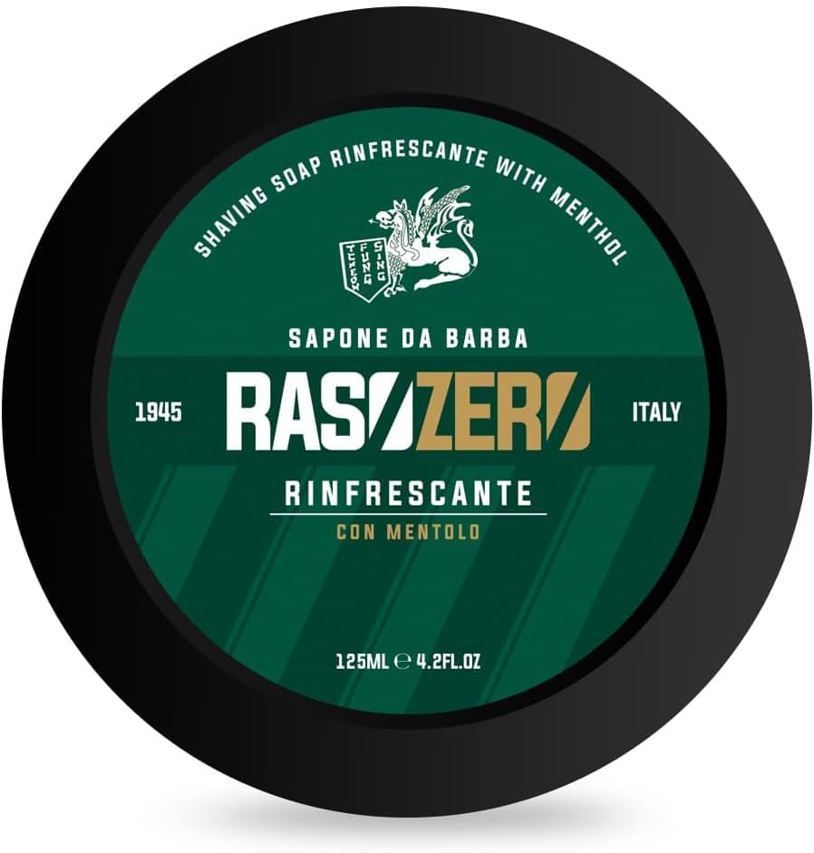 Rinfrescante Shaving Soap 125 ml – Made in Italy Menthol Traditional Shaving Cream Soap for Men – Refreshing Citrus Scent, Rich Lather & Smooth Comfortable Shave