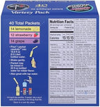4C Energy Rush PSD with Electrolytes Variety Pack Stix, 40 ct (14 Lemonade, 12 Strawberry/14 Grape)