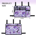 Walker Accessories for Folding Bag Walker Seniors Organizer Storage Pouch Cup Holder Carry with Pockets Detachable -Purple Flower