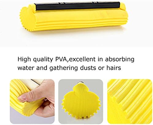 Sponge Roller Mop Head Refills,Pack of 3 Absorbent Sponge Pads Replacement,33cm(13")-Yellow