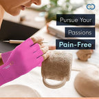 Copper Compression Arthritis Gloves | Fingerless Arthritis Carpal Tunnel Pain Relief for Men & Women | Hand Support Wrist Brace for Neuropathy, Rheumatoid, Tendonitis, Swelling, Crocheting, Typing Pink M
