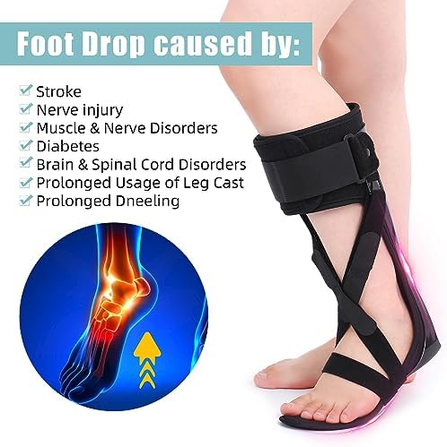 Medical AFO Foot Drop Brace Ankle Foot Orthosis Drop Foot Stabilizer Support for Walking with Shoe for Men and Women for Stroke, MS, Hemiplegia Foot Drop, ALS (Medium-Right)