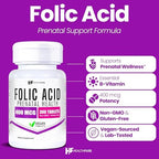 Healthfare Folic Acid 400mcg | 300 Veg Tablets | Folate Vitamin B9 | Gluten-Free | Non-GMO | Made in USA
