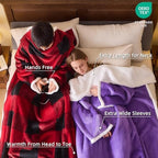 IFNOW Sherpa Wearable Blanket with Sleeves for Women Men Adults, Christmas Birthday Gifts for Women Mom Wife, Cozy Wearable Blanket with Arm and Pocket, Warm Full Body TV Wrap Throw Blanket, Plaid