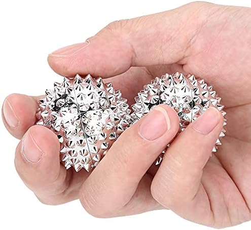 Ymiko Massage Balls,1 Pair Magnetic Massage Ball Hand Massage Acupressure Ball Silver