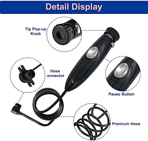 Oral Hygiene Accessories Compatible with Waterpik WP-100, WP-900 Replacement Kit for Ultra Water Flosser, Pack of 1 Handle/Hose（Black）