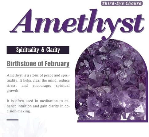 Nupuyai Natural Amethyst Cluster Specimen Stone for Home Decoration, Raw Crystal Quartz Geode Figurines for Office Decor