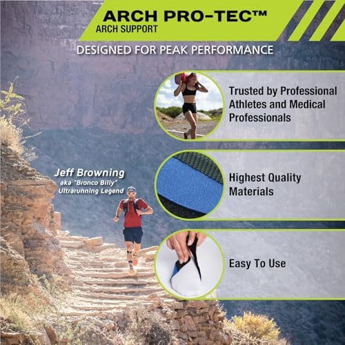 Pro-Tec Arch Premium, Arch Support, Compression Brace, Pain Relief, Foot Support, Heel Spur, Adjustable, Men & Women, Plantar Fasciitis Pain Relief, Easy to Use, Working Out