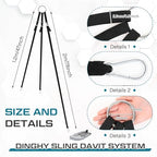 3 Leg Inflatable Dinghy Boat Lift Slings Universal Heavy Duty Adjustable Davit Stainless Steel Hardware Nylon Webbing Dinghy Sling System for Weighing up to 1000lb Rigid Boats