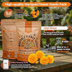 Marigold Seeds Pack 4 oz - Over 37,000 Non-GMO Heirloom Marigold Seeds for Planting Indoor & Outdoor Gardening, Flower Seed for Planting Home and Garden, Flowers Seed in Individual Packet