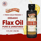 Barlean's Organic Flaxseed Oil Liquid from Fresh Cold Pressed Flax Seeds, 7,640mg ALA Omega 3 Fatty Acid Supplement for Skin and Hair Care, Vegan & Gluten Free, 8 oz