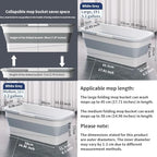 Foldable Mop Bucket with Dual Handles, Rectangular Collapsible Bucket, for House Cleaning, Camping & RV Use (12 L (3.2 Gallons), White Grey)