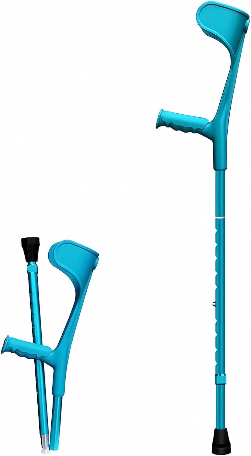 Mobility Folding Forearm Crutch for Adults, Adjustable Lightweight Aluminum Arm Crutches for Rehabilitation with Ergonomic Grip, Comfortable and Sturdy (Blue)