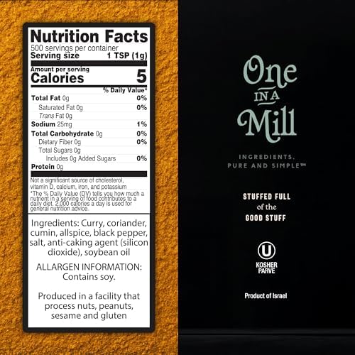 ONE IN A MILL Premium Shawarma Seasoning Blend | Authentic Middle Eastern Spice Mix | Hand-Selected Spices & Freshness | All-Natural, Preservative-Free | Kosher Certified 17.63-ounce Jar