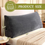 Headboard Pillow Queen, Headboard Wedge Pillow, Back Rest Pillows for Sitting, Reading, Working, Triangle Pillow with Removable Cover, Daybed Pillows for Bed Dorm Sofa, Dark Grey