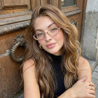 SIPHEW Retro Small Oval Metal Frame Glasses w Blue Light Blocking for Women | 90s Small Face Glasses|Anti Eyestrain