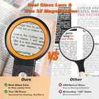 KIBTOY Magnifying Glass with Light and Stand, Foldable Handheld Magnifying Lenses 18 LED Illuminated Lighted Magnifier for Seniors Reading, Close Work, Coins, Jewelry Black
