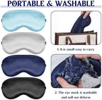 4 Pcs Silk Sleep Mask for Sleeping with Adjustable Strap, Silk Eye Masks Satin Blackout Blindfold Sleep Eye Cover Comfortable Blindfold Eyeshade for Men&Women