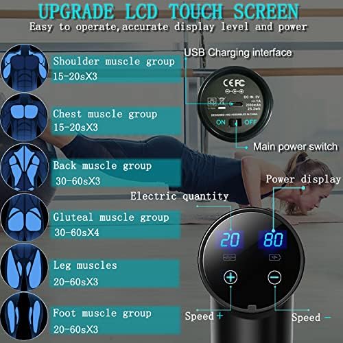 Elefor Massage Gun Deep Tissue,Percussion Back Massager Gun for Athletes Muscle Massage Gun for Pain Relief with 8 Massage Heads & 20 Speeds (Matte Black)