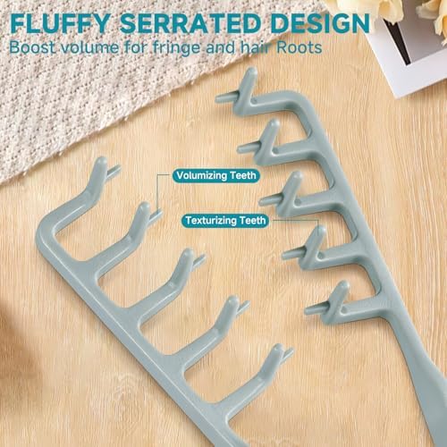 Texture Comb, Volumizing Fluffy Texture Styling Comb for Men and Women, Wide-Tooth Texturizing Styling Tool for Volume & Fringe Parting, ABS Plastic with Textured Grip Tool for Men, Grey