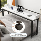 YVYKFZD Portable Overbed Table, Bedside Table with 360° Wheels, Standing Over Bed Table, Rolling Medical Over Bed Desk for Elderly, Hospital Patients, Home(White,150cm/59.0in)