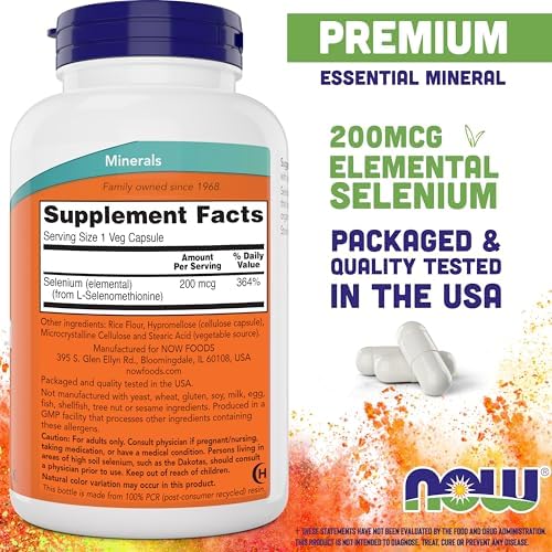 Now Foods Selenium 200mcg Capsules, 300 Count - L Selenomethionine Mineral Supplement for Women & Men - Veg Caps, Non-GMO, Vegan Friendly, Yeast-Free
