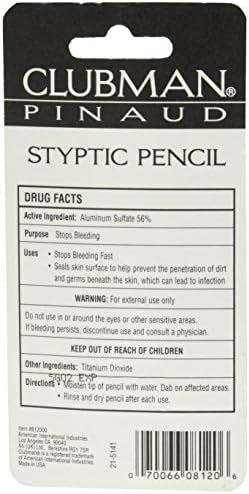 Clubman Pinaud Styptic Pencil Travel Size .33 oz (Pack of 3)
