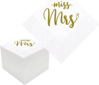 Bridal Shower Cocktail Napkins, 100 Pack Gold From Miss To Mrs Disposable Paper Napkins in Bulk for Bridal Shower Engagement Wedding Bachelorette Table Decorations| 2-Ply, 5x5 Inches (Miss Mrs)