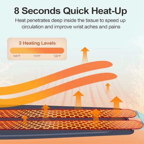 Electric Hand Massager with Heat, Cordless Wrist Heating Pad TES Muscle Stimulator for Pain Relief Therapy, Adjustable Length for Daily & Sports, Universal Left & Right