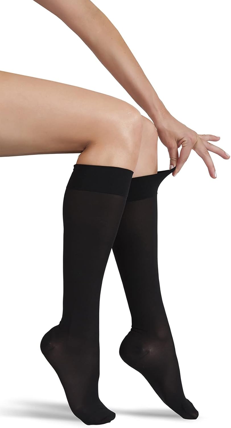 GABRIALLA Sheer Compression Socks for Women - 15-20 mmHg Graduated Compression Socks - Medical Sheer Compression stockings for Circulation, Varicose Veins, Swelling - Closed Toe Knee High Sheer Socks